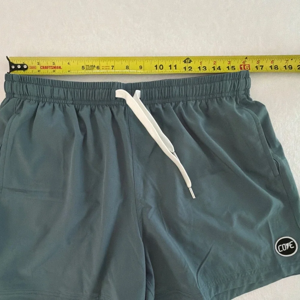 Cove USA Mens Board Shorts‎ Size 36 Teal Blue Stretch Swim Trunks 5.5 Inseam